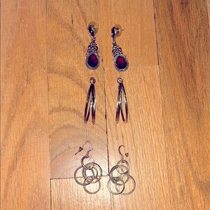 🚨 Set of 3 Pair Silver Earrings 1 1/2”